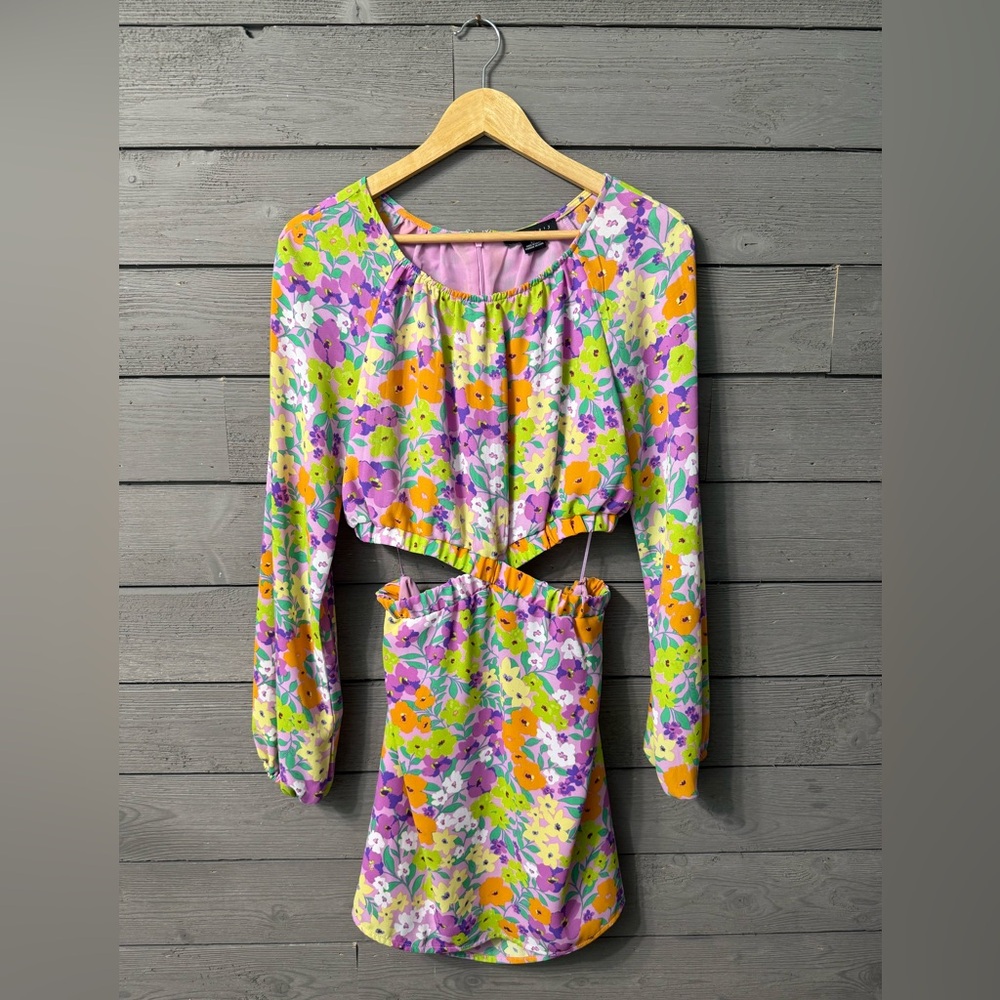 Sanctuary Fresh Garden Vibrant Floral Cutout Mini Dress XS Summer Easter Spring - Picture 7 of 15